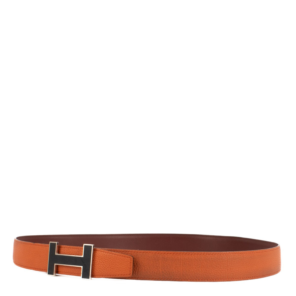 Hermès Rouge H/Capucine Swift/Togo Omkeerbare H-gespriem - Maat 95