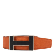 Hermès Rouge H/Capucine Swift/Togo Reversible H Buckle Belt