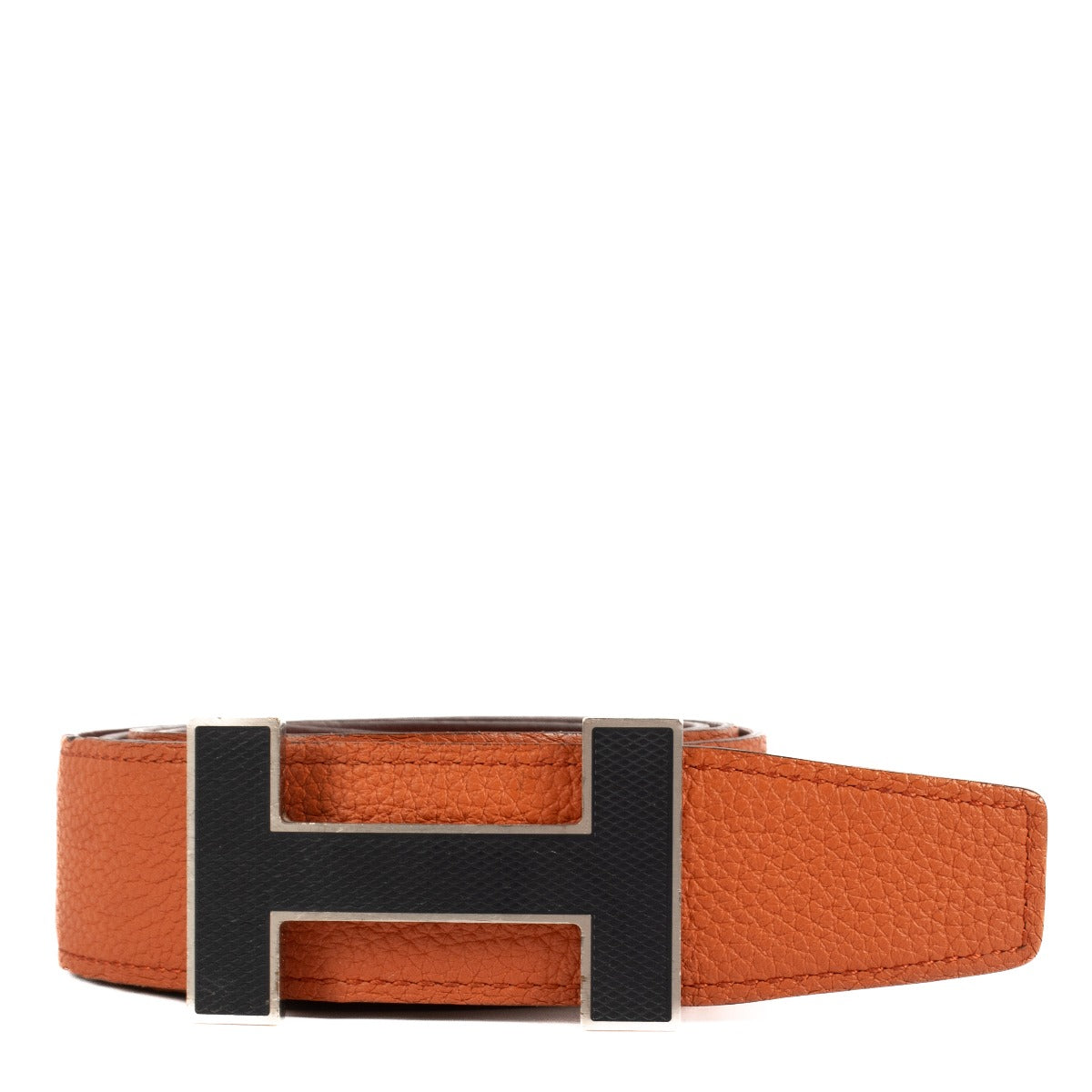 Hermès Rouge H/Capucine Swift/Togo Reversible H Buckle Belt