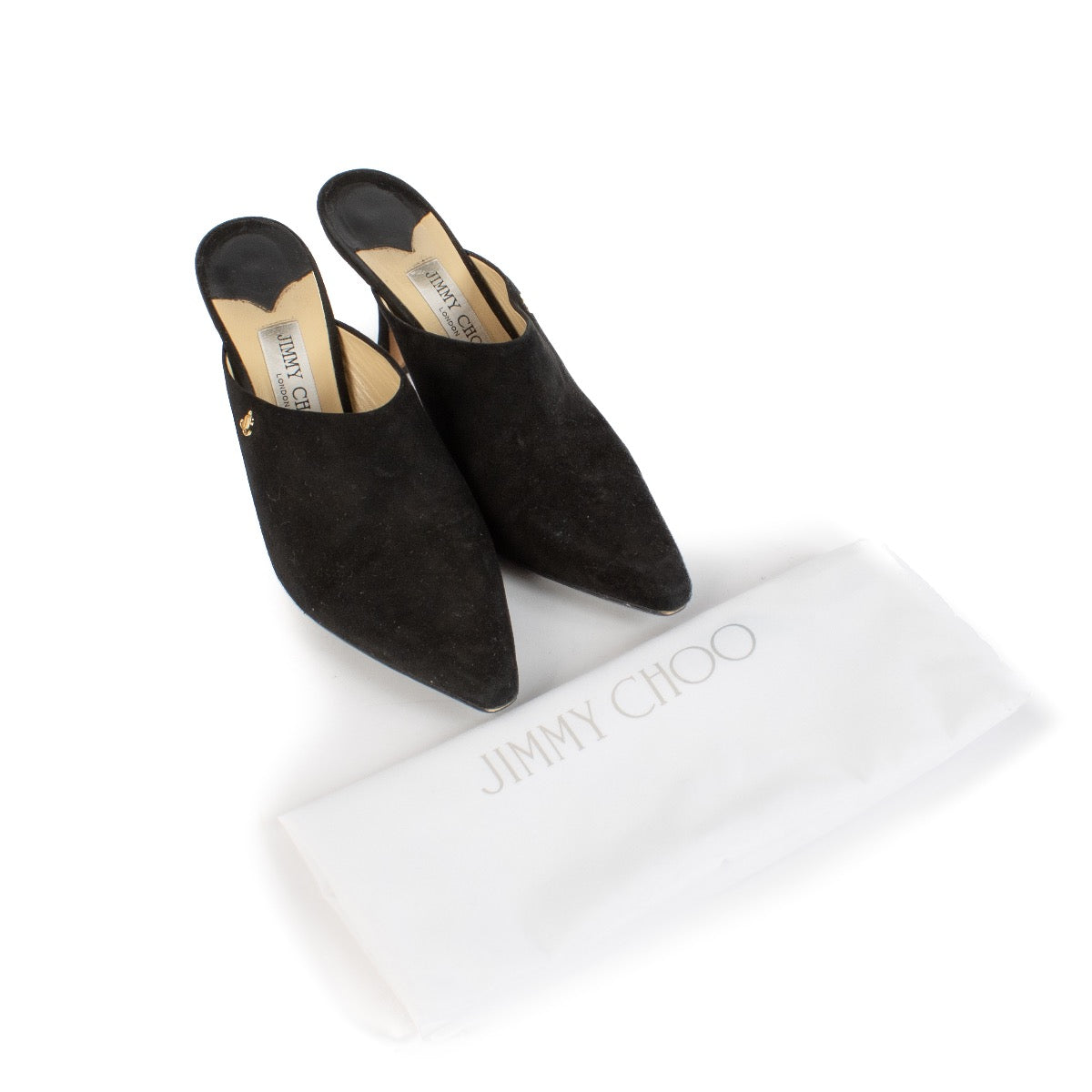 shop 100% authentic second hand Jimmy Choo Black Suede Mules - Size 37 on Labellov.com