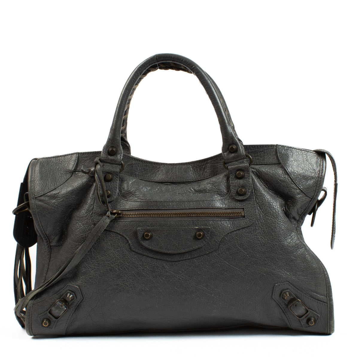Balenciaga Grey Arena Lambskin Medium Classic City Bag