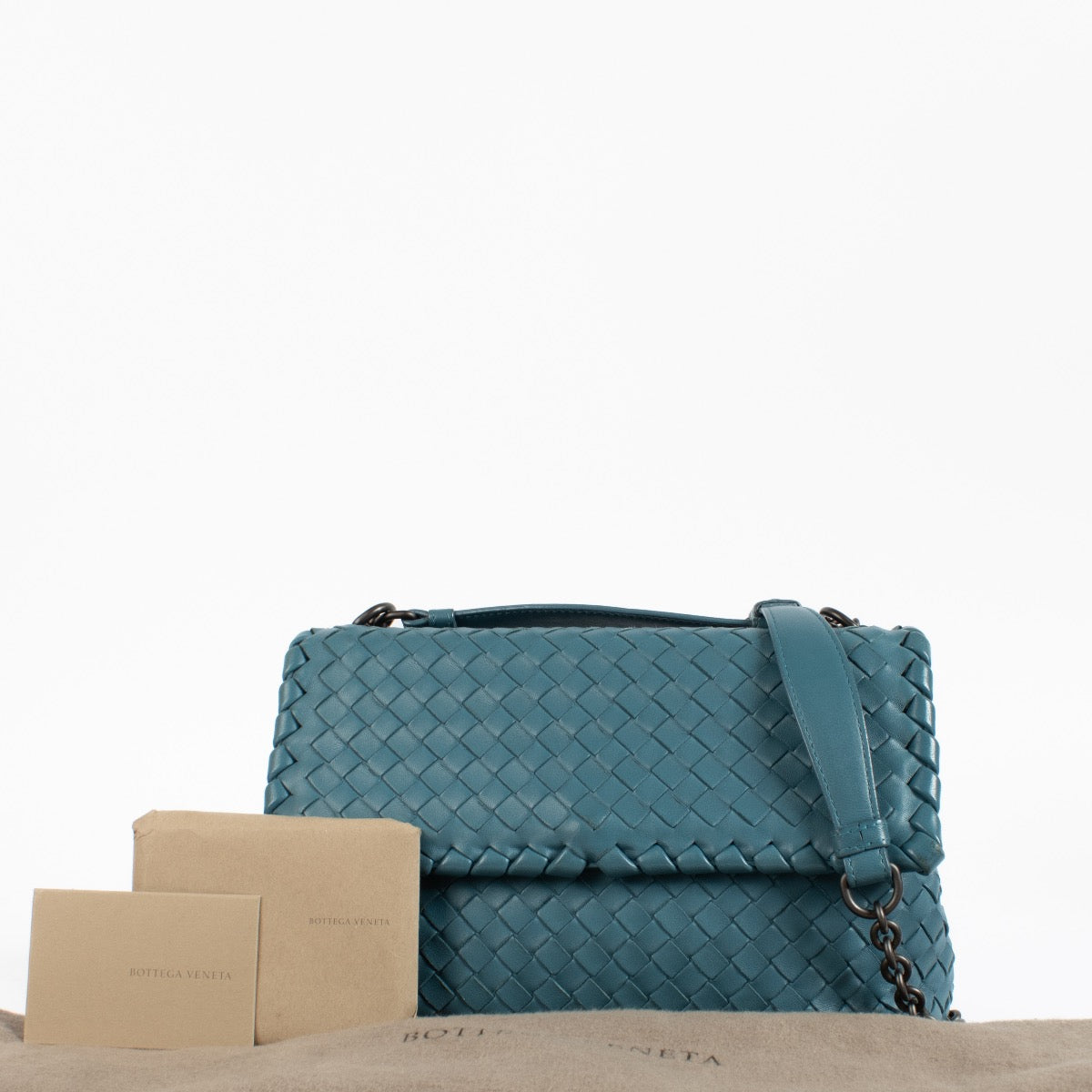 shop 100% authentic second hand Bottega Veneta Blue Olimpia Crossbody Bag on Labellov.com