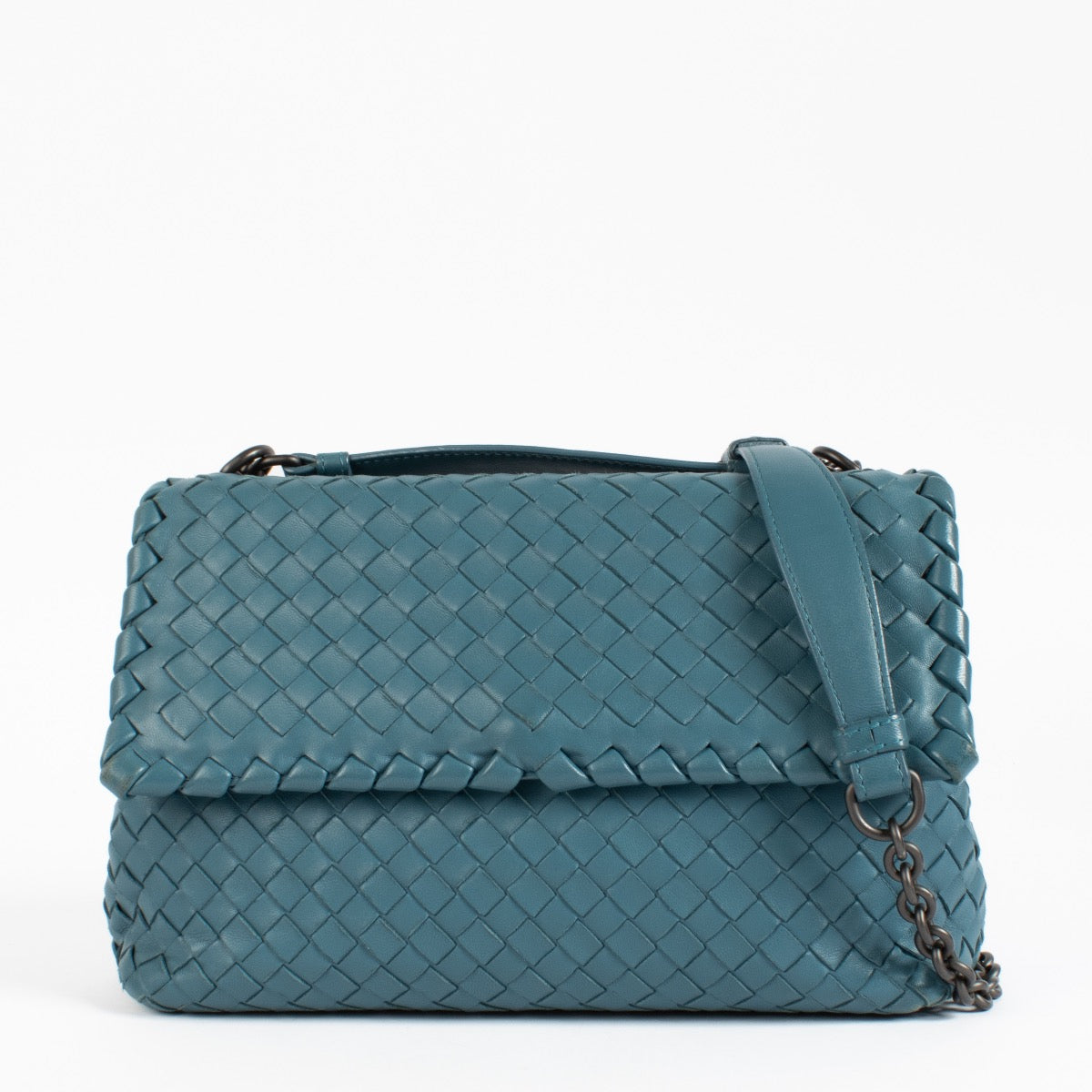 shop 100% authentic second hand Bottega Veneta Blue Olimpia Crossbody Bag on Labellov.com
