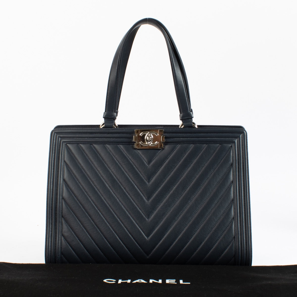 shop 100% authentic second hand Chanel Blue Chevron Boy Shopping Bag on Labellov.com