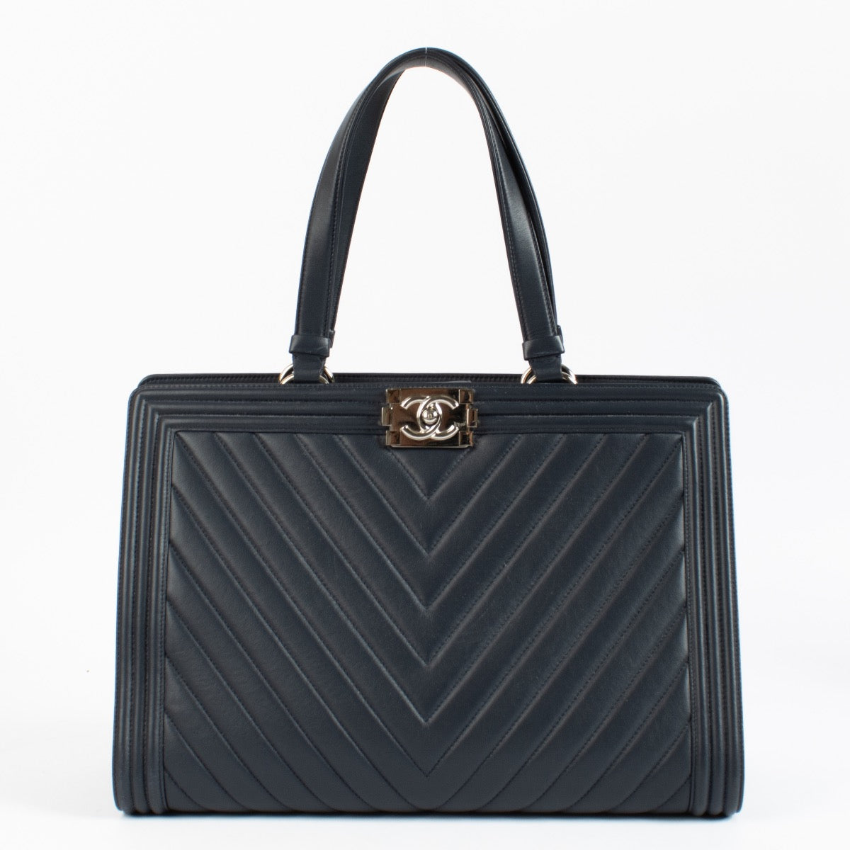 shop 100% authentic second hand Chanel Blue Chevron Boy Shopping Bag on Labellov.com