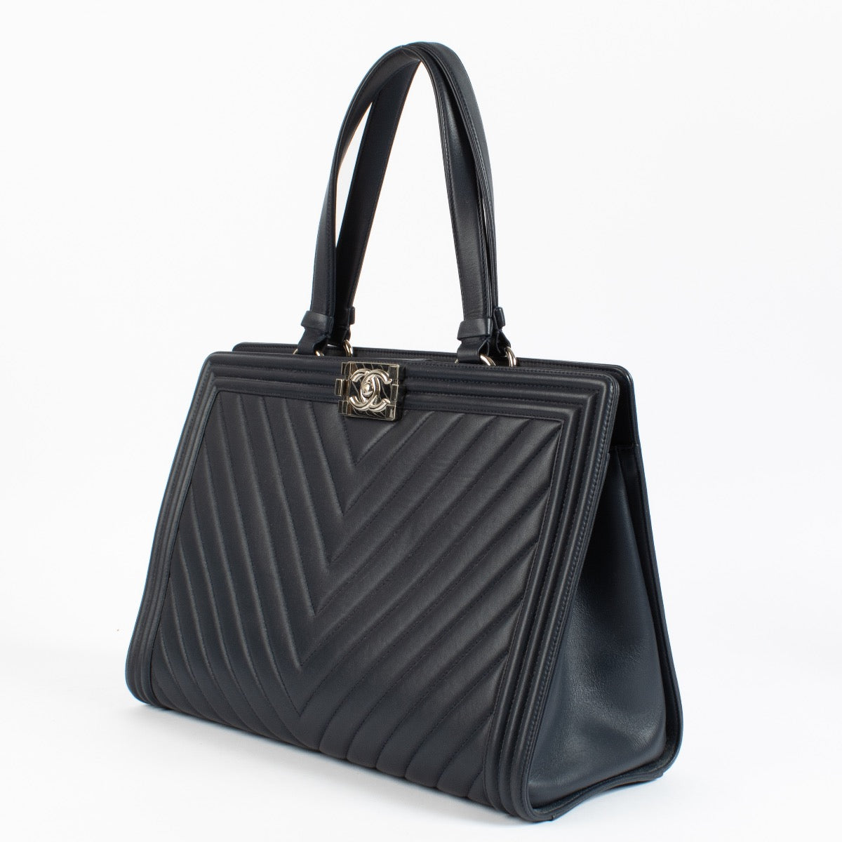 shop 100% authentic second hand Chanel Blue Chevron Boy Shopping Bag on Labellov.com