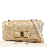 Ferragamo Gold Sequin Vera Bow Mini Bag