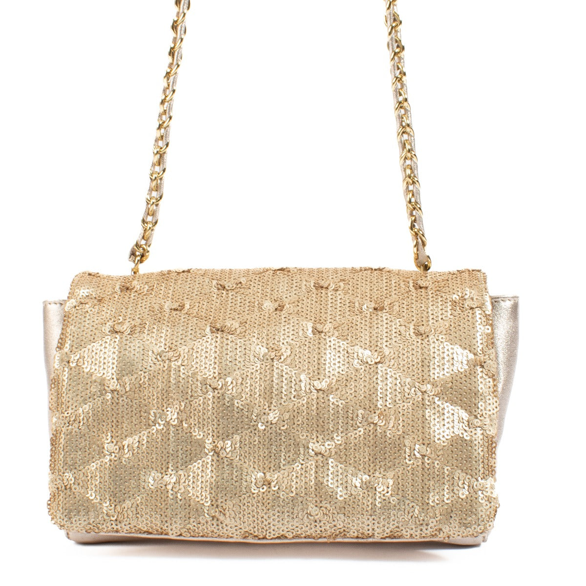 Ferragamo Gouden Pailletten Vera Bow Mini Tas
