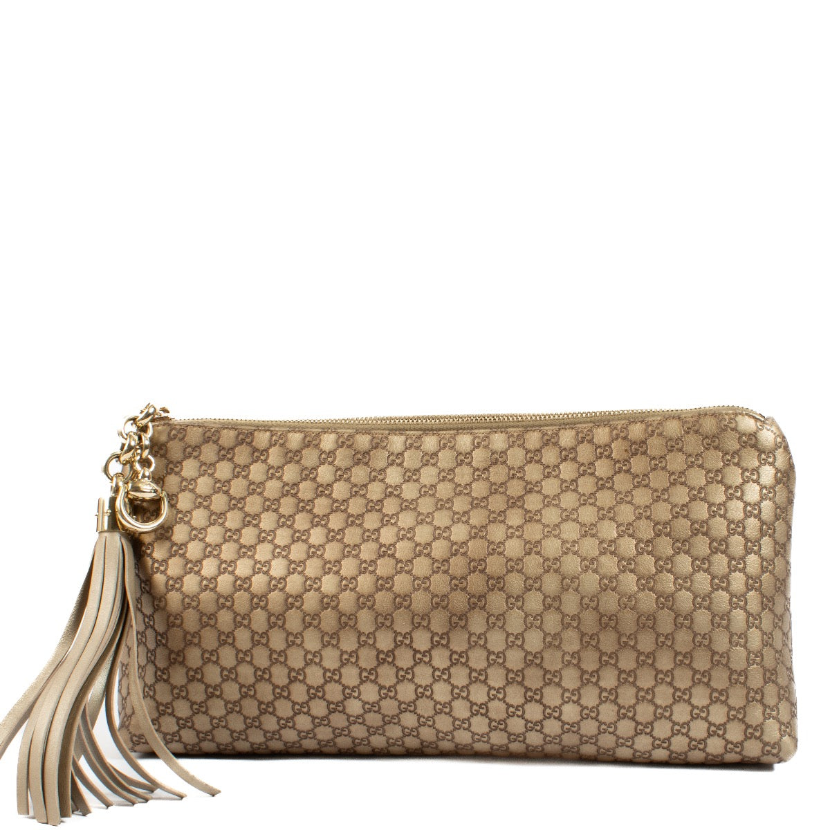 100% authentic second hand Gucci Gold Micro Guccissima Clutch on Labellov.com