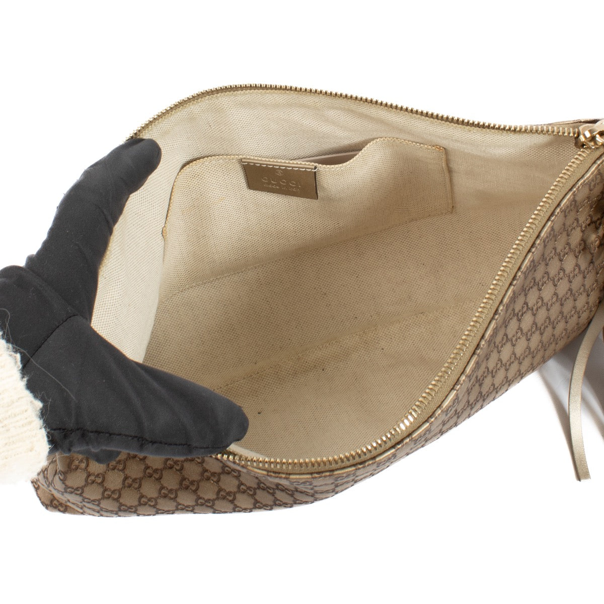 100% authentic second hand Gucci Gold Micro Guccissima Clutch on Labellov.com