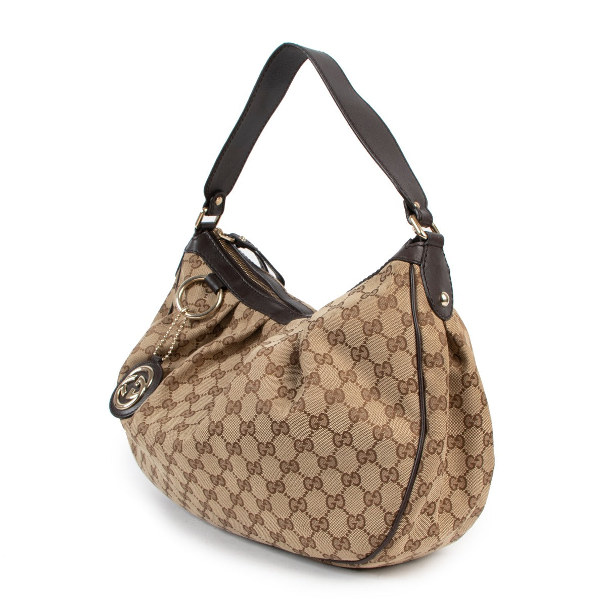 Buy an authentic second hand Gucci GG Canvas Medium Sukey Hobo Bag in very good condition at Labellov in Antwerp.