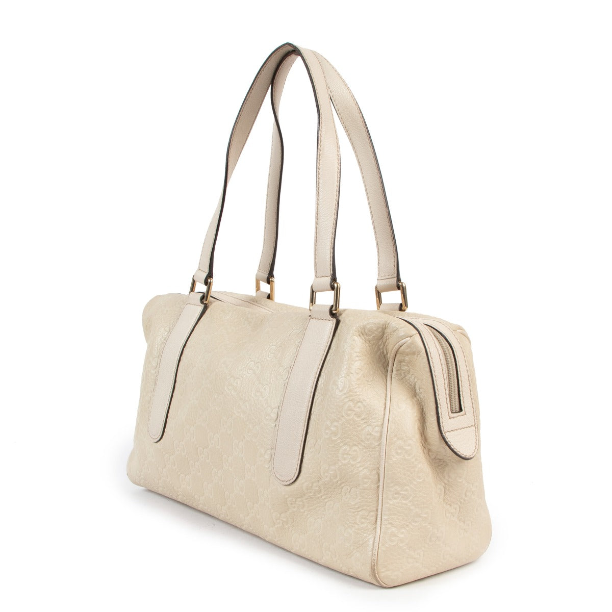 Gucci Ivory Guccissima Leather Boston Bag