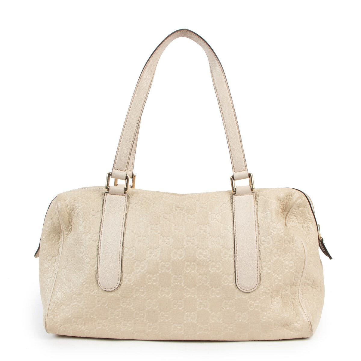 Gucci Ivory Guccissima Leather Boston Bag