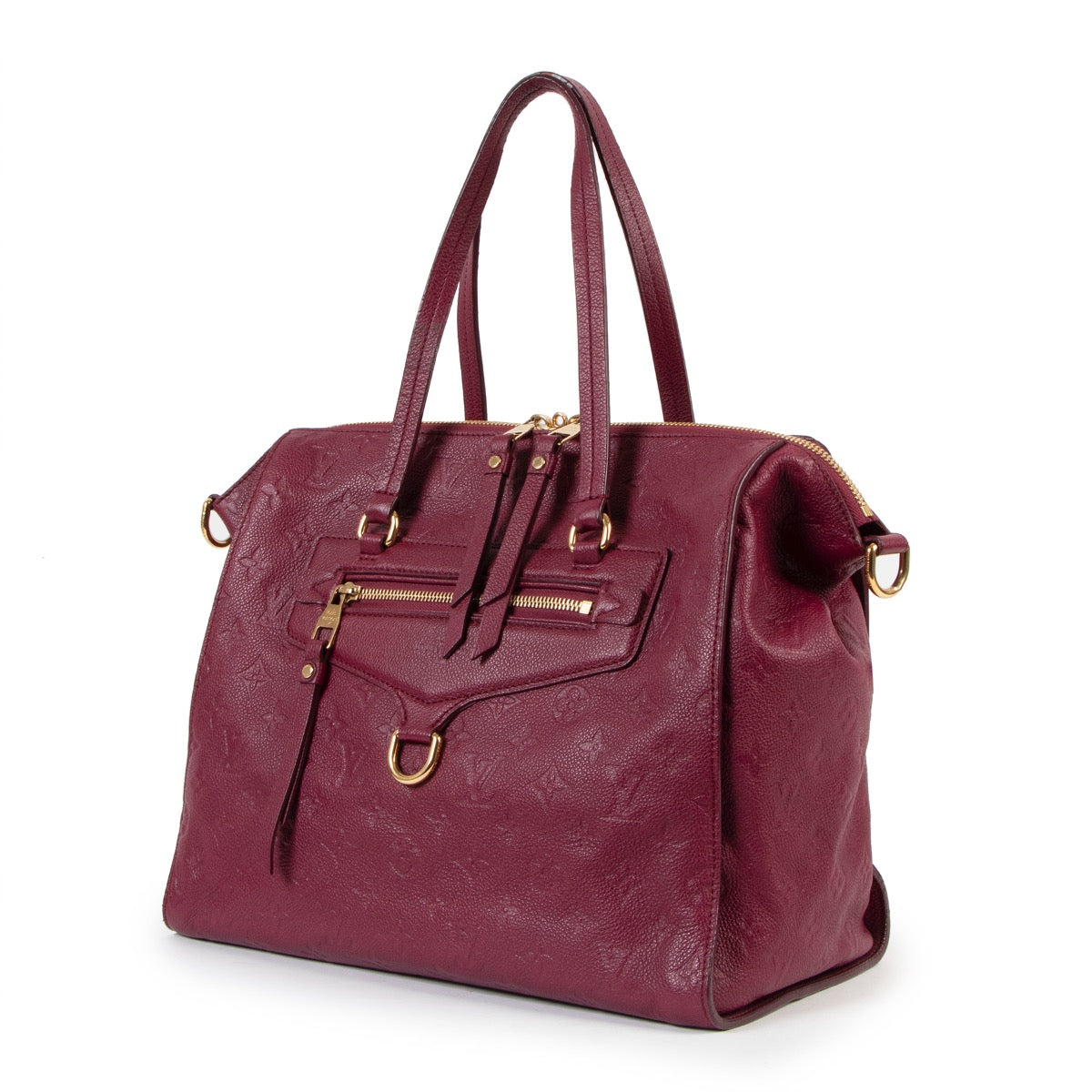 Buy an authentic second hand Louis Vuitton Burgundy Lumineuse PM Monogram Empreinte Shoulder Bag in very good condition at Labellov