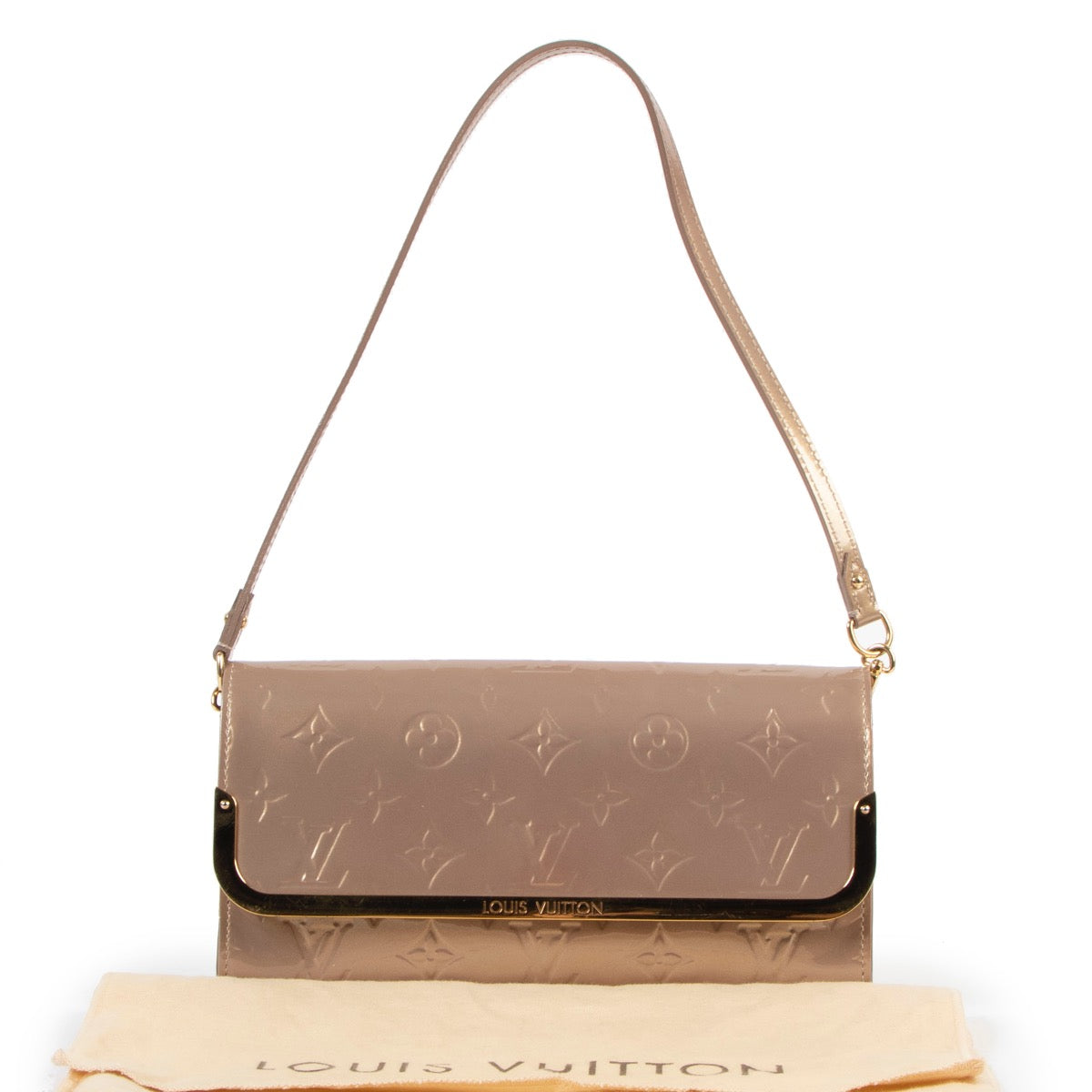 Buy an authentic second hand Louis Vuitton Dune Monogram Vernis Ana Clutch in very good condition at Labellov