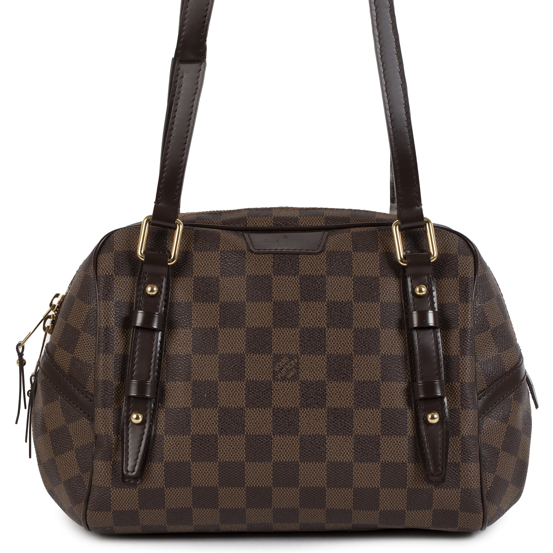 Authentieke Tweedehands Louis Vuitton Damier Rivington PM Bag juiste prijs veilig online shoppen fashion fashionista designer tassen luxe goederen webshop winkelen Antwerpen België mode