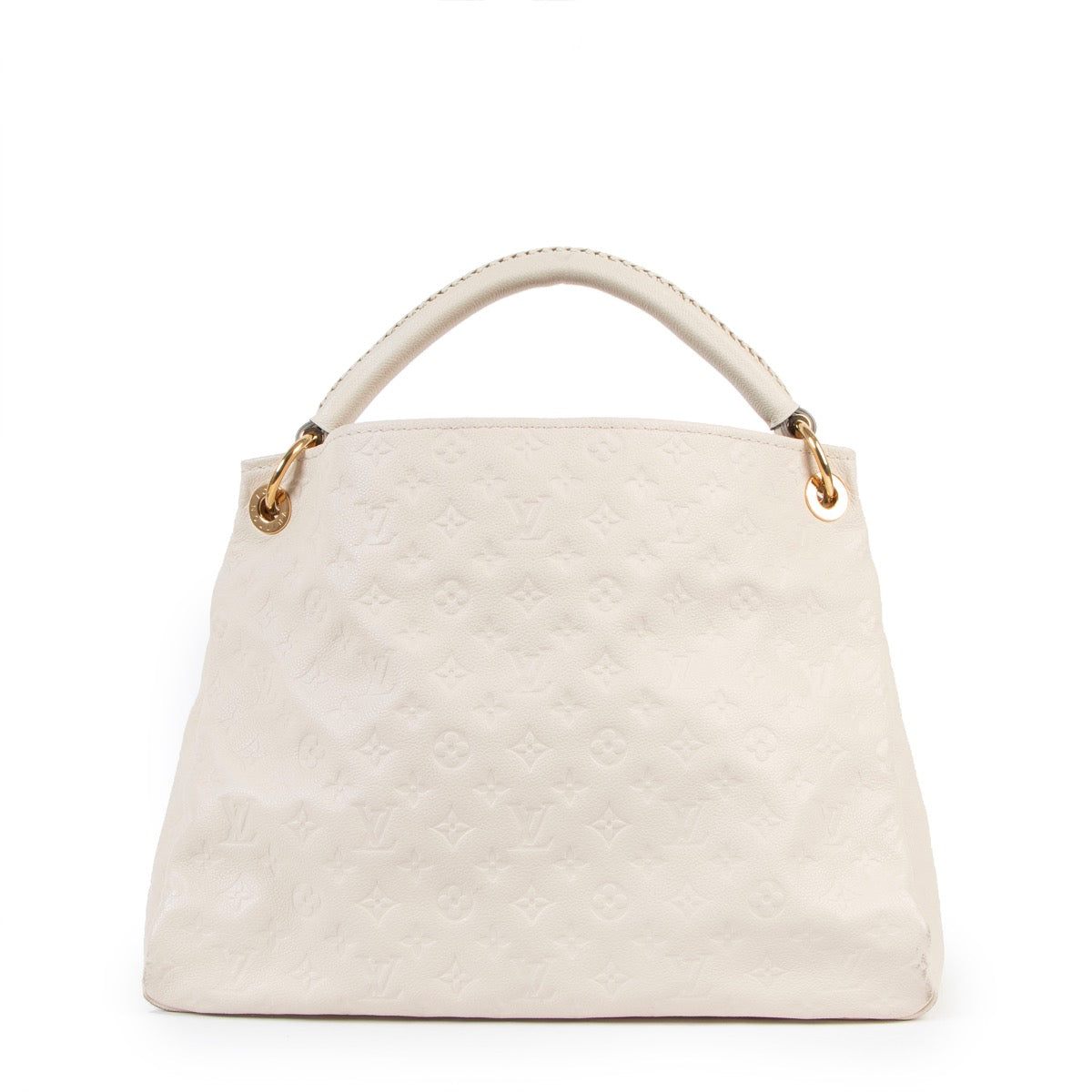 Buy an authentic second hand Louis Vuitton White Artsy MM Empreinte Monogram Shoulder Bag in very good good condition at Labellov