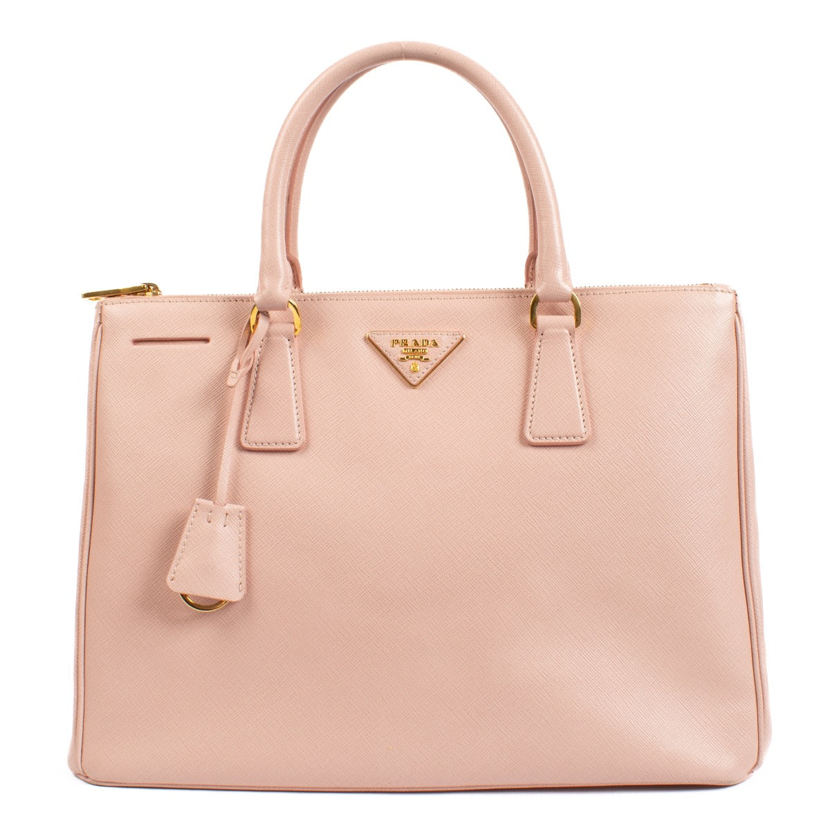 Shop safe online at Labellov in Antwerp, Brussels and Knokke this 100% authentic second hand Prada Pink Saffiano Galleria Top Handle Bag