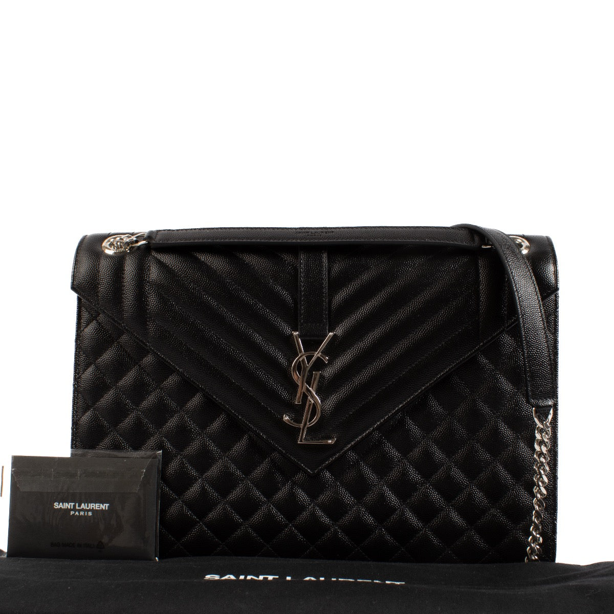 Shop safe online at Labellov in Antwerp, Brussel and Knokke this 100% authentic second hand Saint Laurent Black Large Envelope Bag