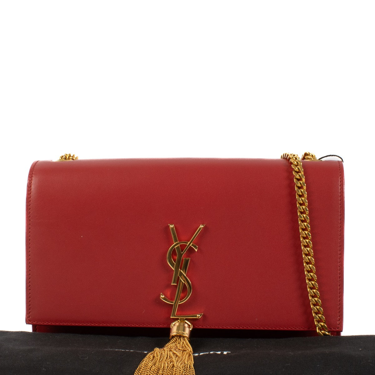 shop 100% authentic second hand Saint Laurent Red Smooth Calfskin Medium Kate Tassel Bag on Labellov.com