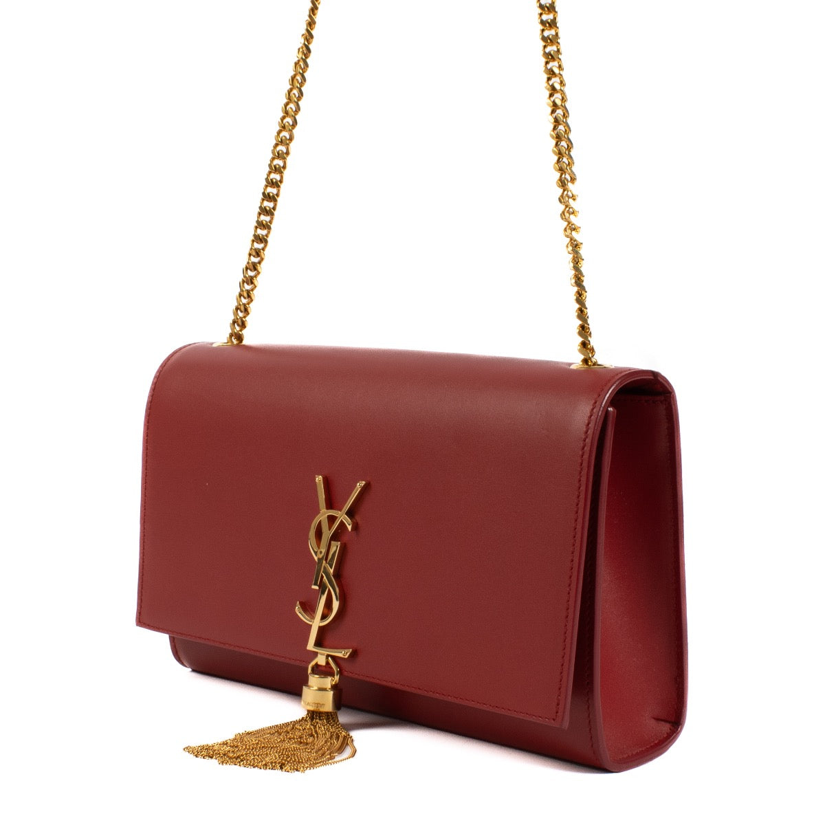 shop 100% authentic second hand Saint Laurent Red Smooth Calfskin Medium Kate Tassel Bag on Labellov.com