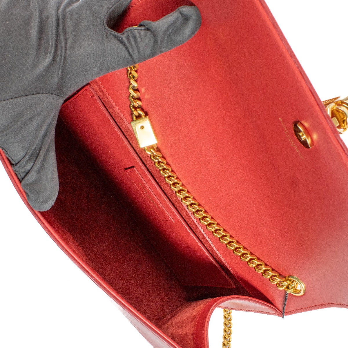 shop 100% authentic second hand Saint Laurent Red Smooth Calfskin Medium Kate Tassel Bag on Labellov.com