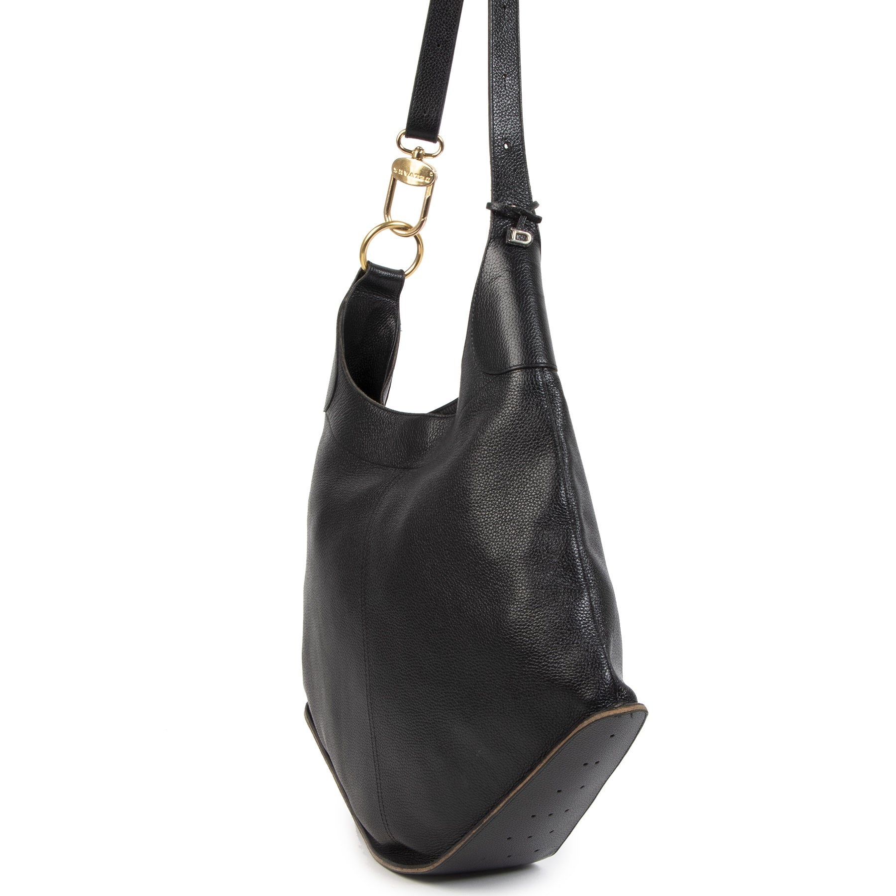 Authentieke Tweedehands Delvaux Satan Black Leather Tote Shoulder Bag juiste prijs veilig online shoppen luxe merken webshop winkelen Antwerpen België mode fashion