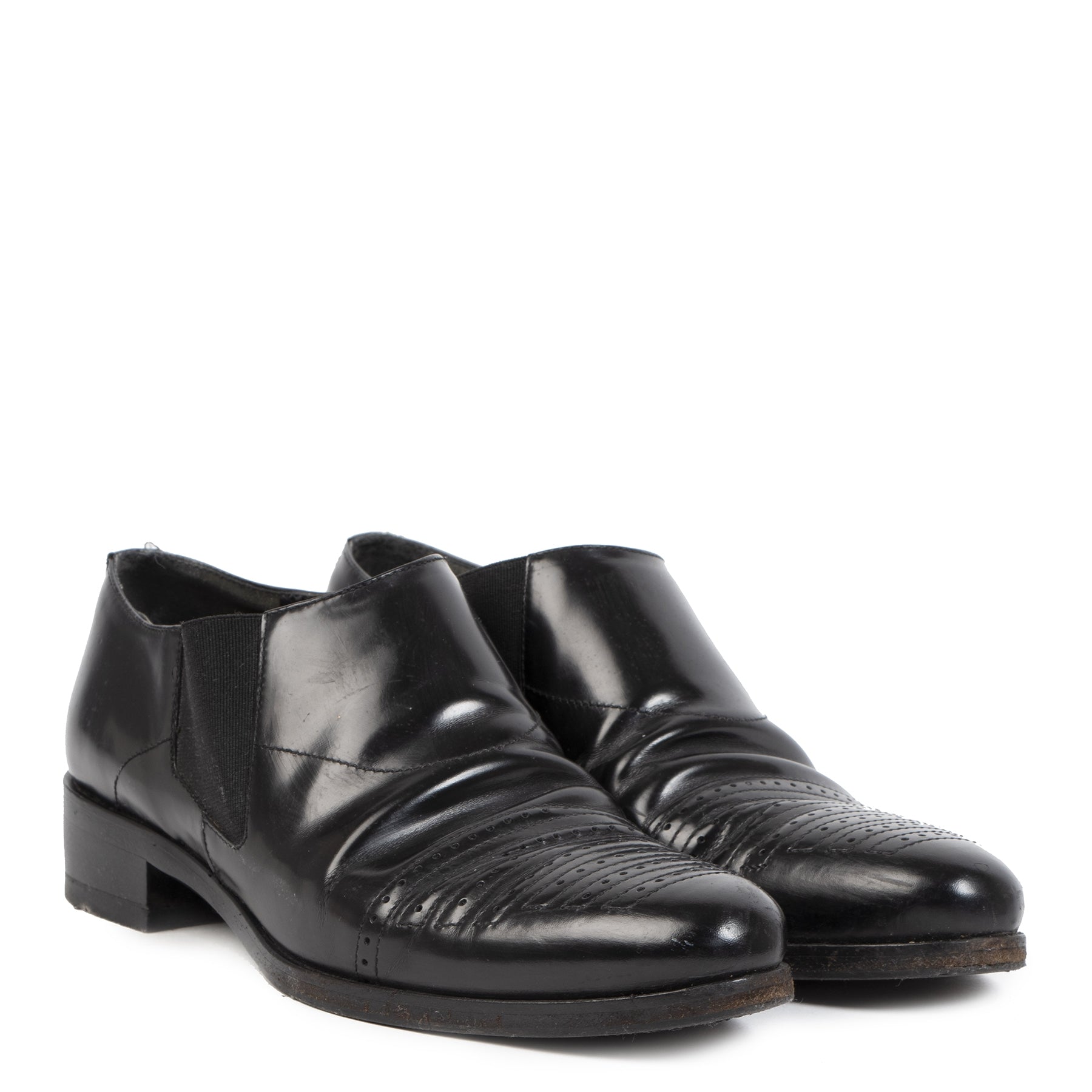 Authentic secondhand Prada Black Leather Ankle Boots - Size 37 designer bags accessories shoes clothing luxury vintage webshop safe secure online shopping worldwide shipping