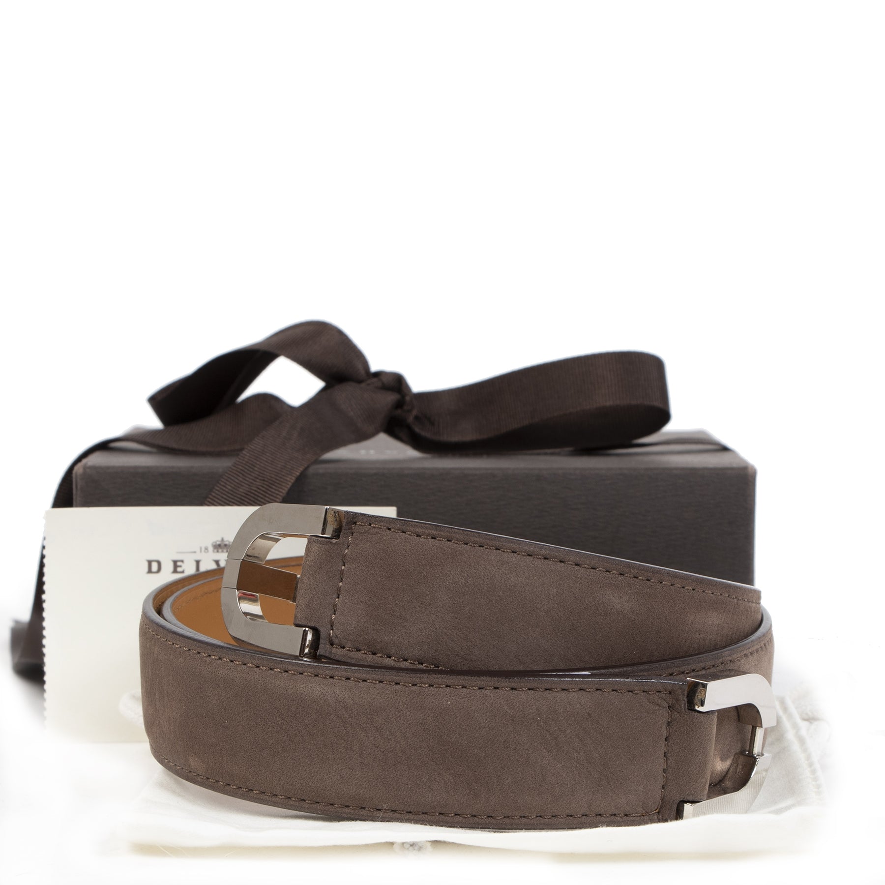 Authentic secondhand Delvaux Taupe Leather Belt - Size 85 designer bags accessories clothing shoes luxury vintage webshop designer brands safe secure online shopping worldwide shipping