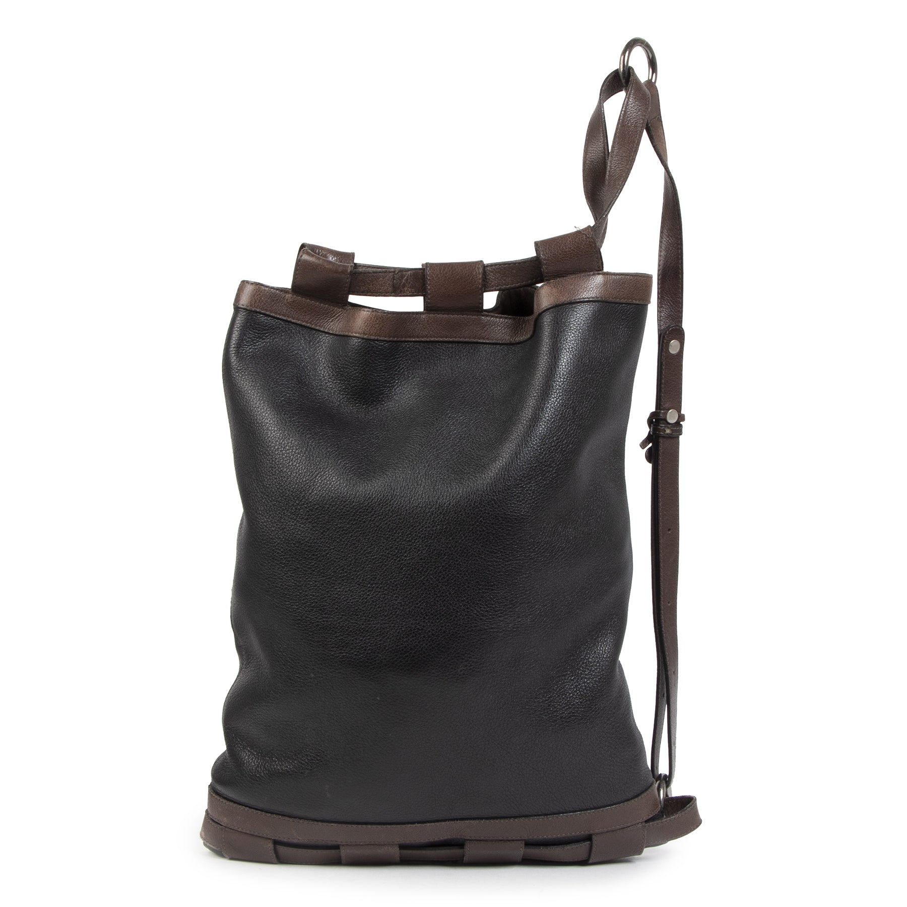 Authentieke Tweedehands Delvaux Black leather Shoulder Bag juiste prijs veilig online shoppen luxe merken webshop winkelen Antwerpen België mode fashion