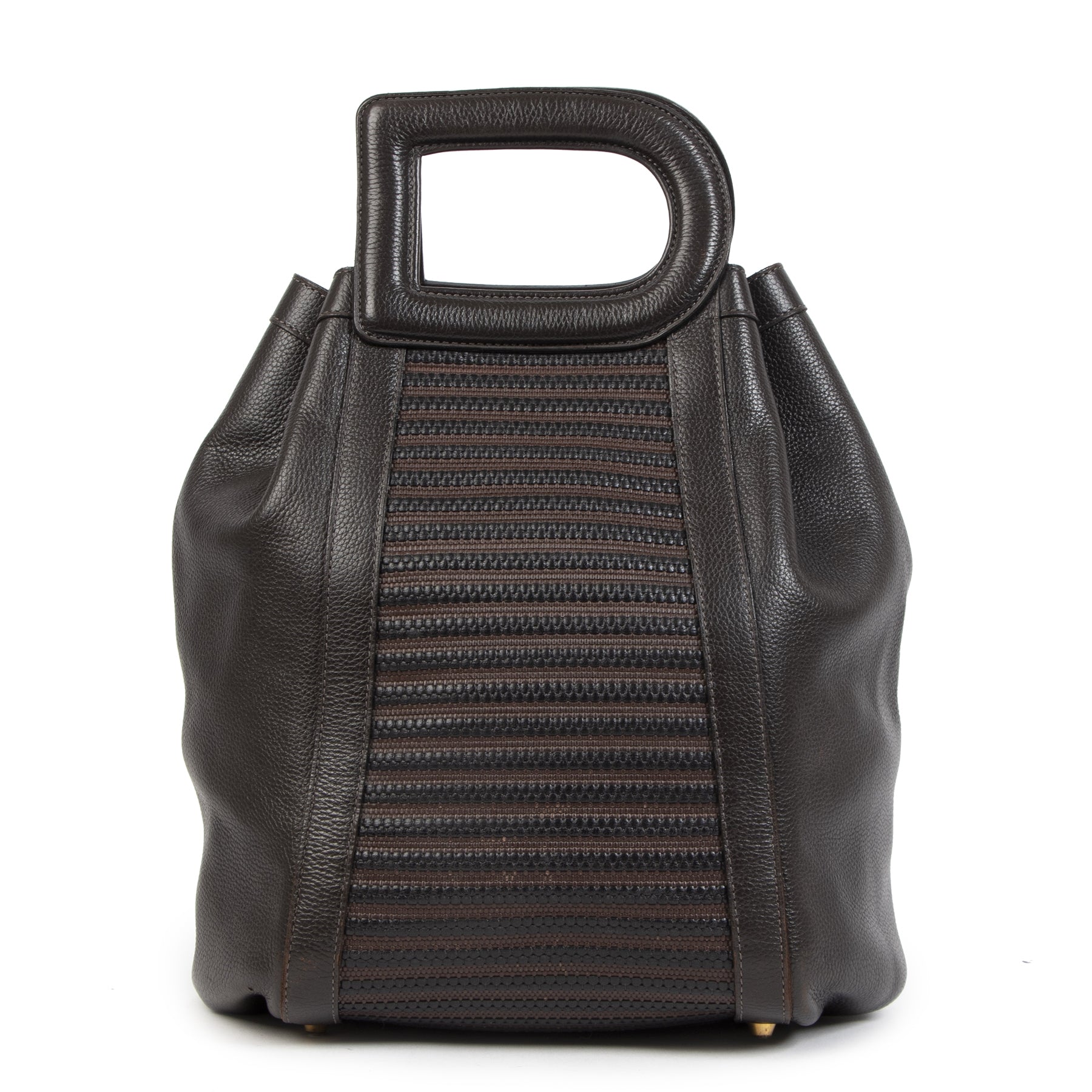 Authentieke tweedehands vintage Delvaux Caraibes Brown Toile De Cuir Bag koop online webshop LabelLOV