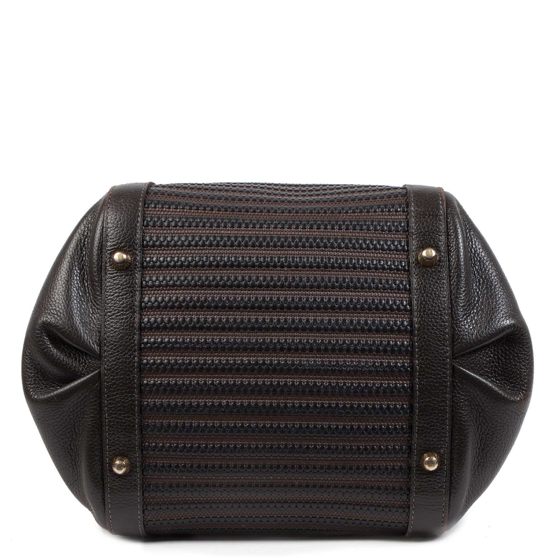 Authentique seconde-main vintage Delvaux Caraibes Brown Toile De Cuir Bag achète en ligne webshop LabelLOV