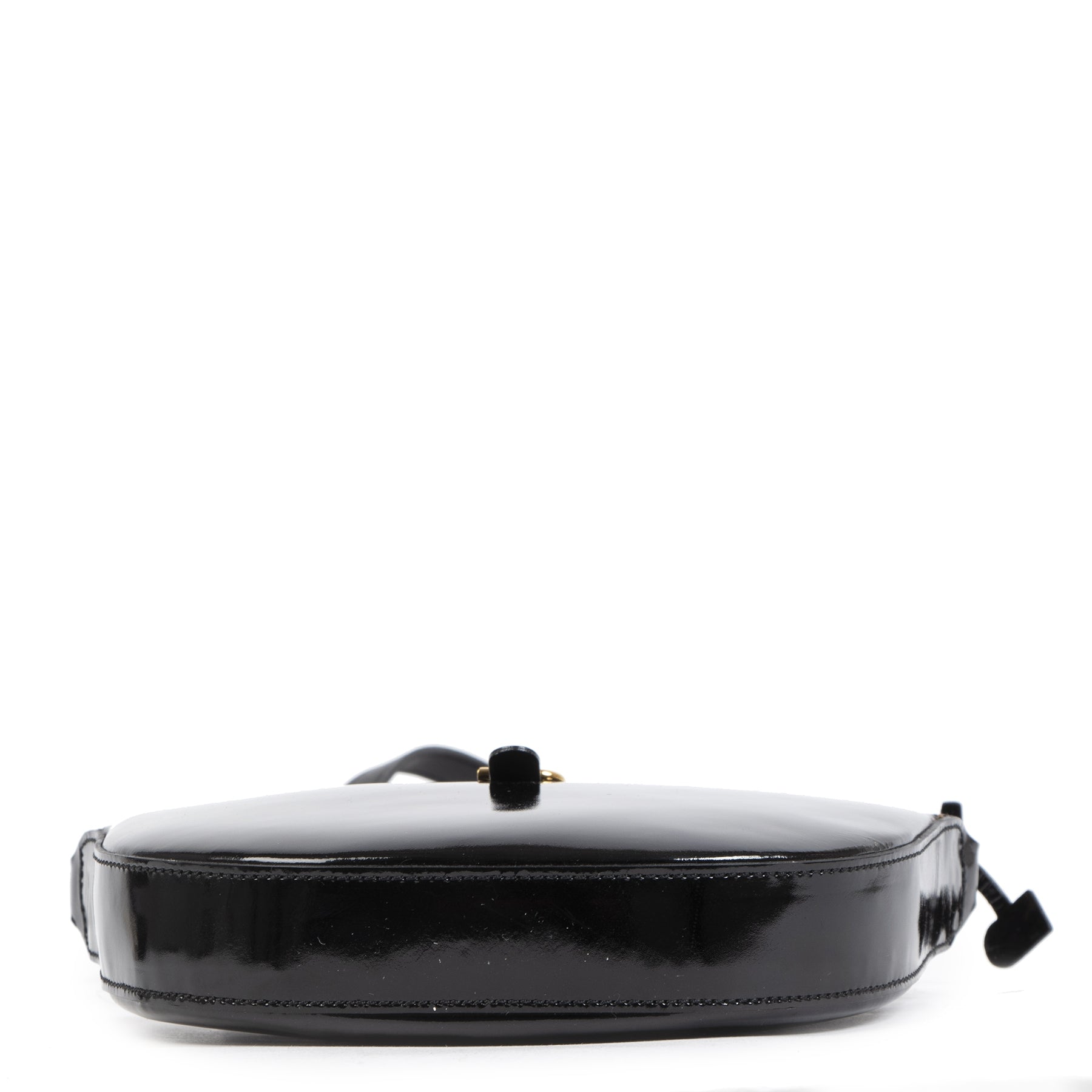 Authentique seconde main vintage Delvaux Black Patent Leather Crossbody Bag achète en ligne webshop LabelLOV