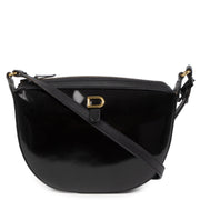 Authentieke tweedehands vintage Delvaux Black Patent Leather Crossbody Bag koop online webshop labelLOV