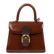 Delvaux Brown Bicolor Patent Brillant PM Bag koop tweedehands online