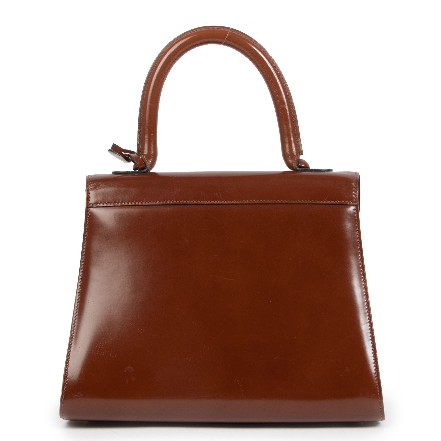koop veilig online 2dehands Delvaux Brown Bicolor Patent Brillant PM Bag