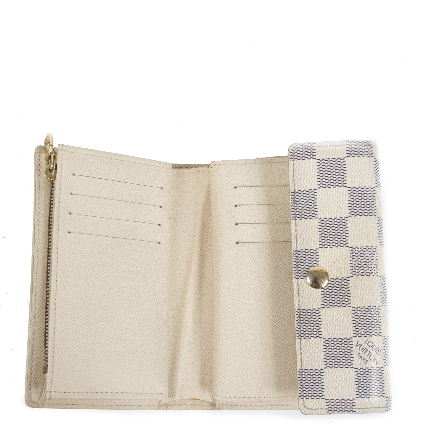 Authentic second-hand vintage Louis Vuitton White Alexandra Damier Azur Canvas Wallet buy online webshop LabelLOV