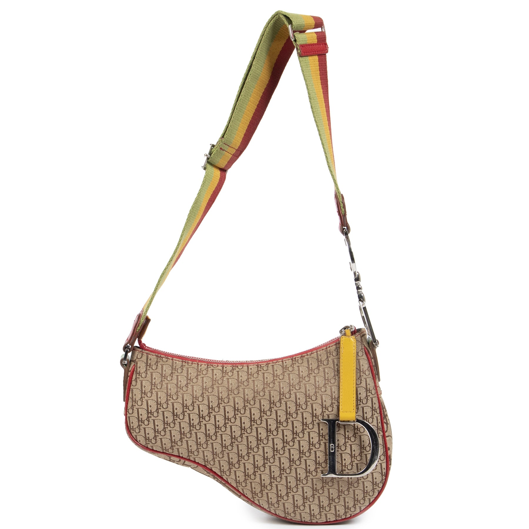 Christian Dior Multicolor Rasta Trotter Canvas Saddle Bag for the best price online