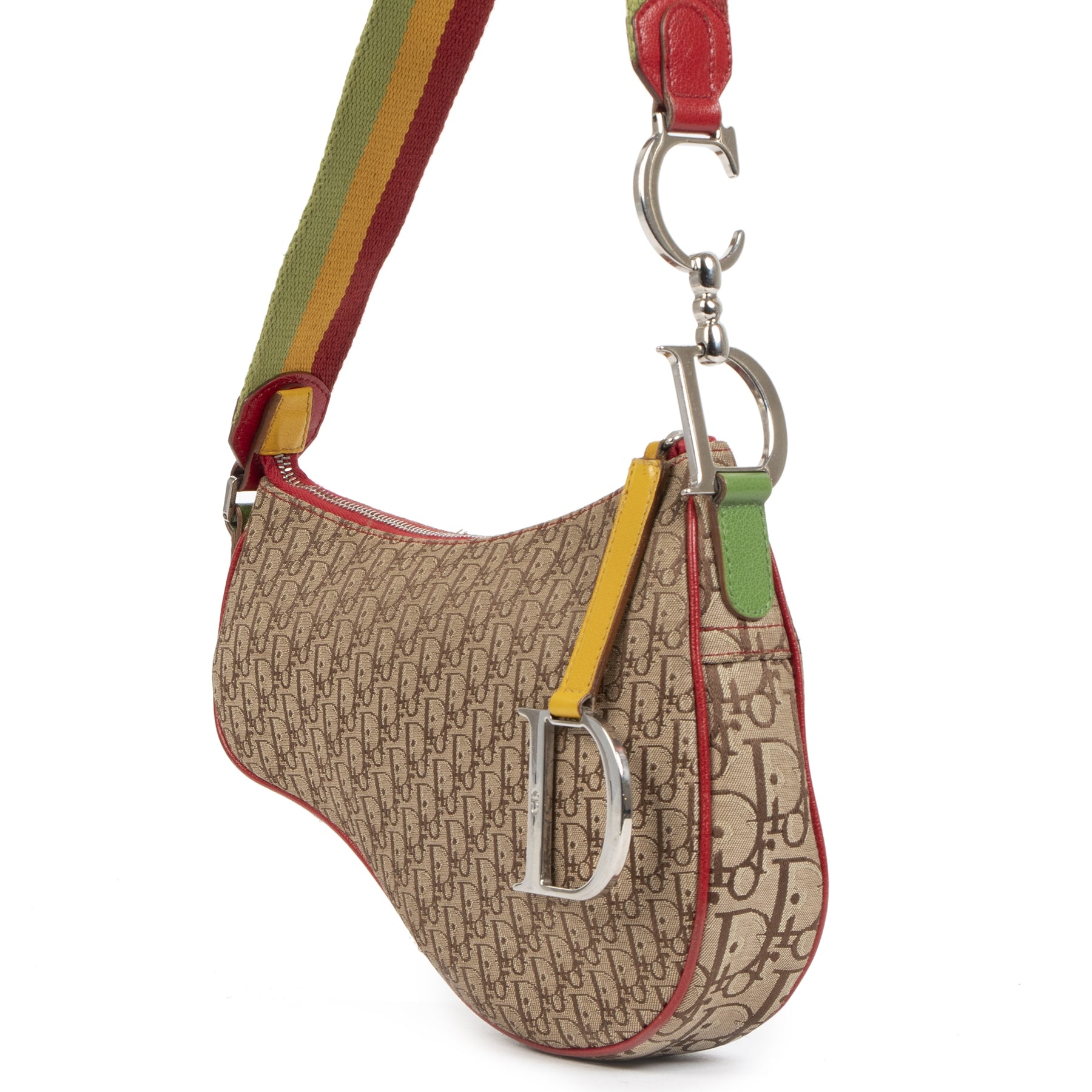 Christian Dior Multicolor Rasta Trotter Canvas Saddle Bag – Labellov