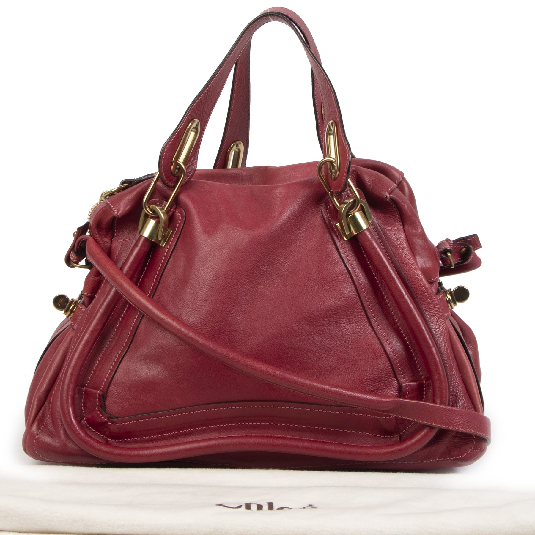 Authentique seconde-main vintage Chloe Medium Red Pararty Top Handle Bag achète en ligne webshop LabelLOV