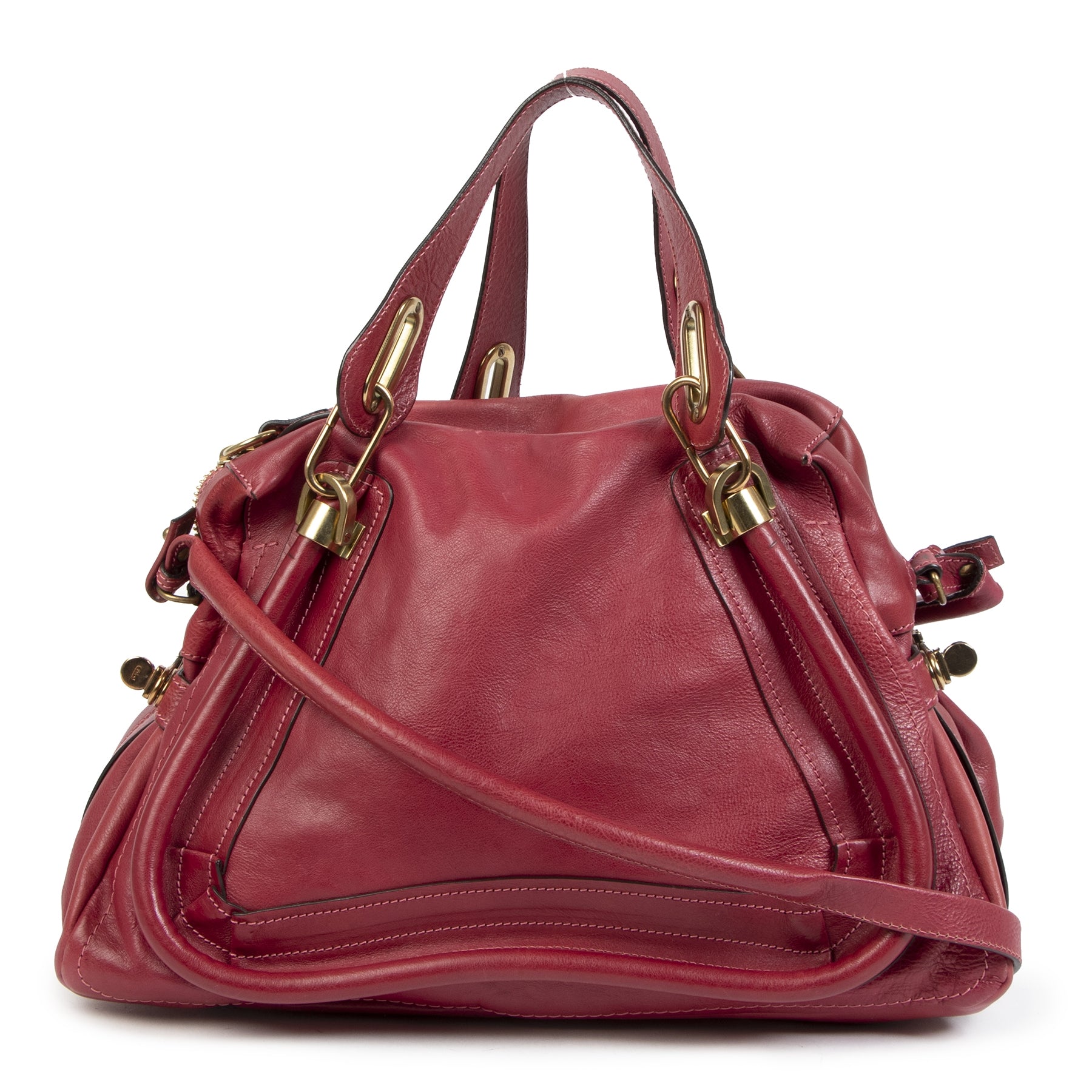 Authentic second-hand vintage Chloe Medium Red Pararty Top Handle Bag buy online webshop LabelLOV