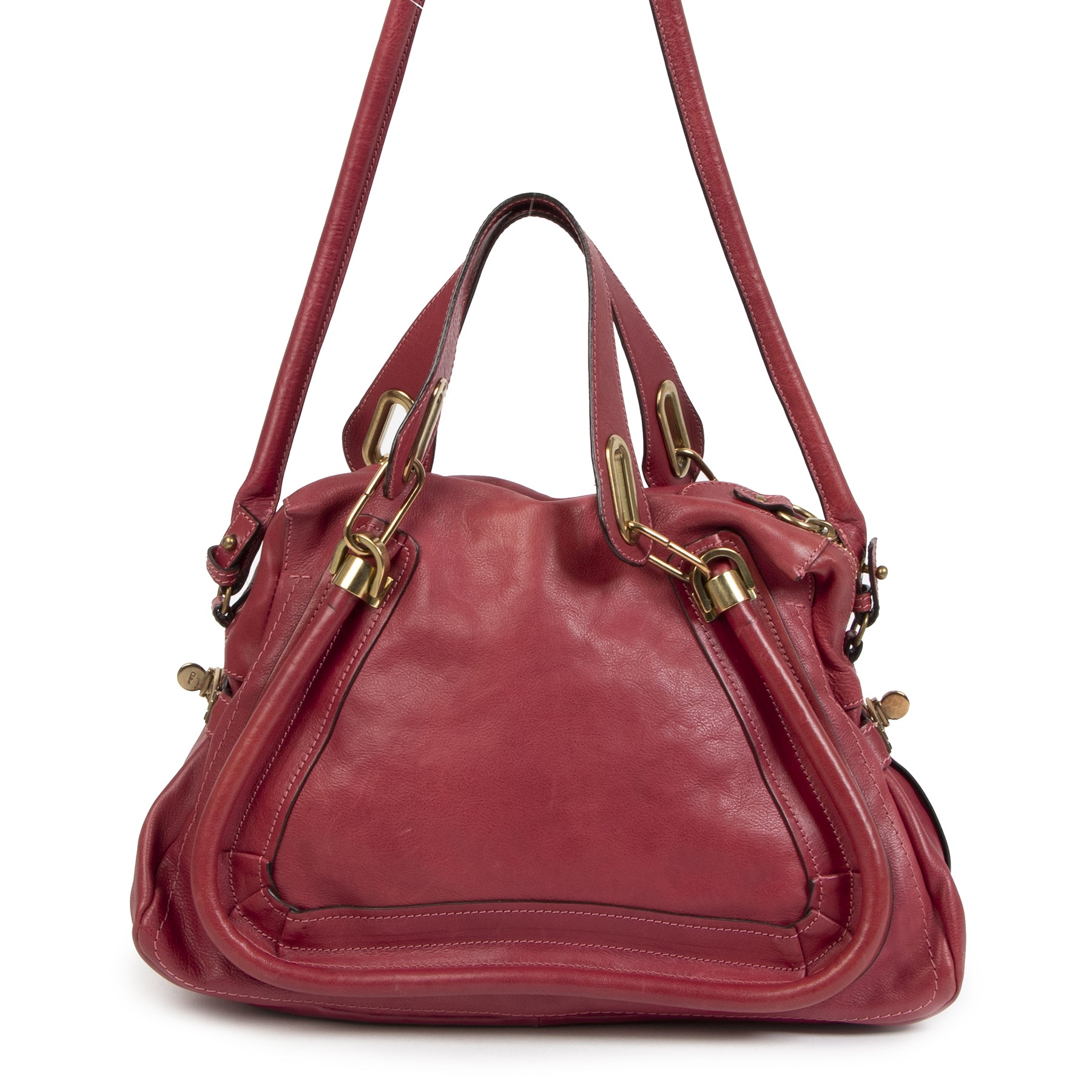 Authentic second-hand vintage Chloe Medium Red Pararty Top Handle Bag buy online webshop LabelLOV