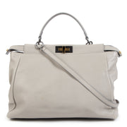 Authentieke Tweedehands Fendi Beige Calfskin Leather Peekaboo Bagjuiste prijs veilig online shoppen luxe merken webshop winkelen Antwerpen België mode fashion