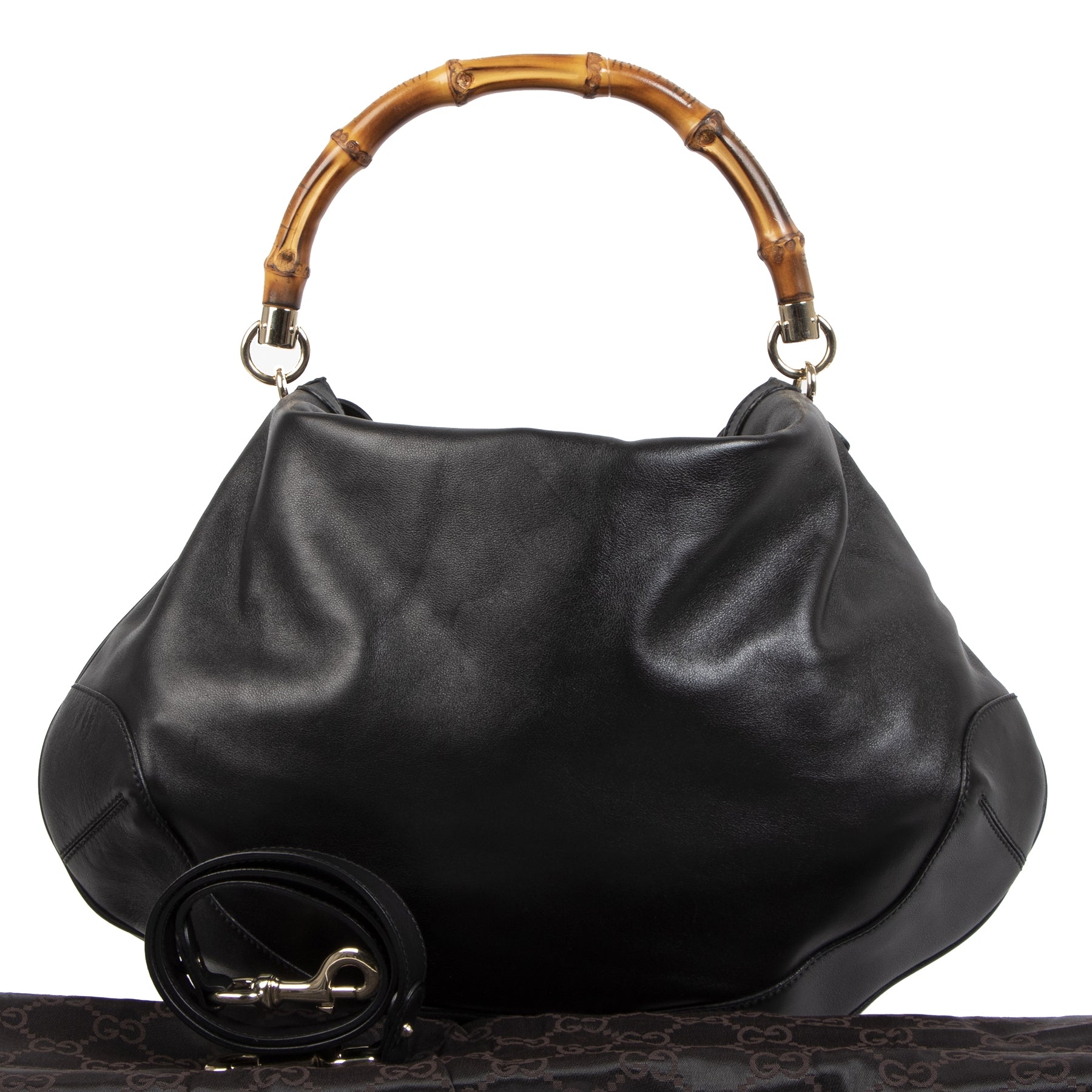 Authentieke Tweedehands Gucci Black Leather Diana Bamboo Handle Bag juiste prijs veilig online shoppen luxe merken webshop winkelen Antwerpen België mode fashion