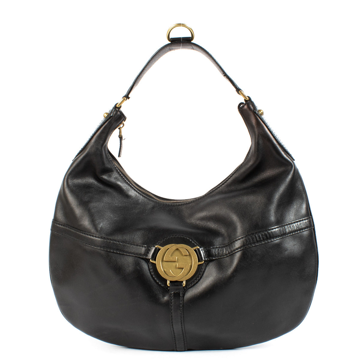 Gucci Black GG Buckle Hobo Shoulder Bag