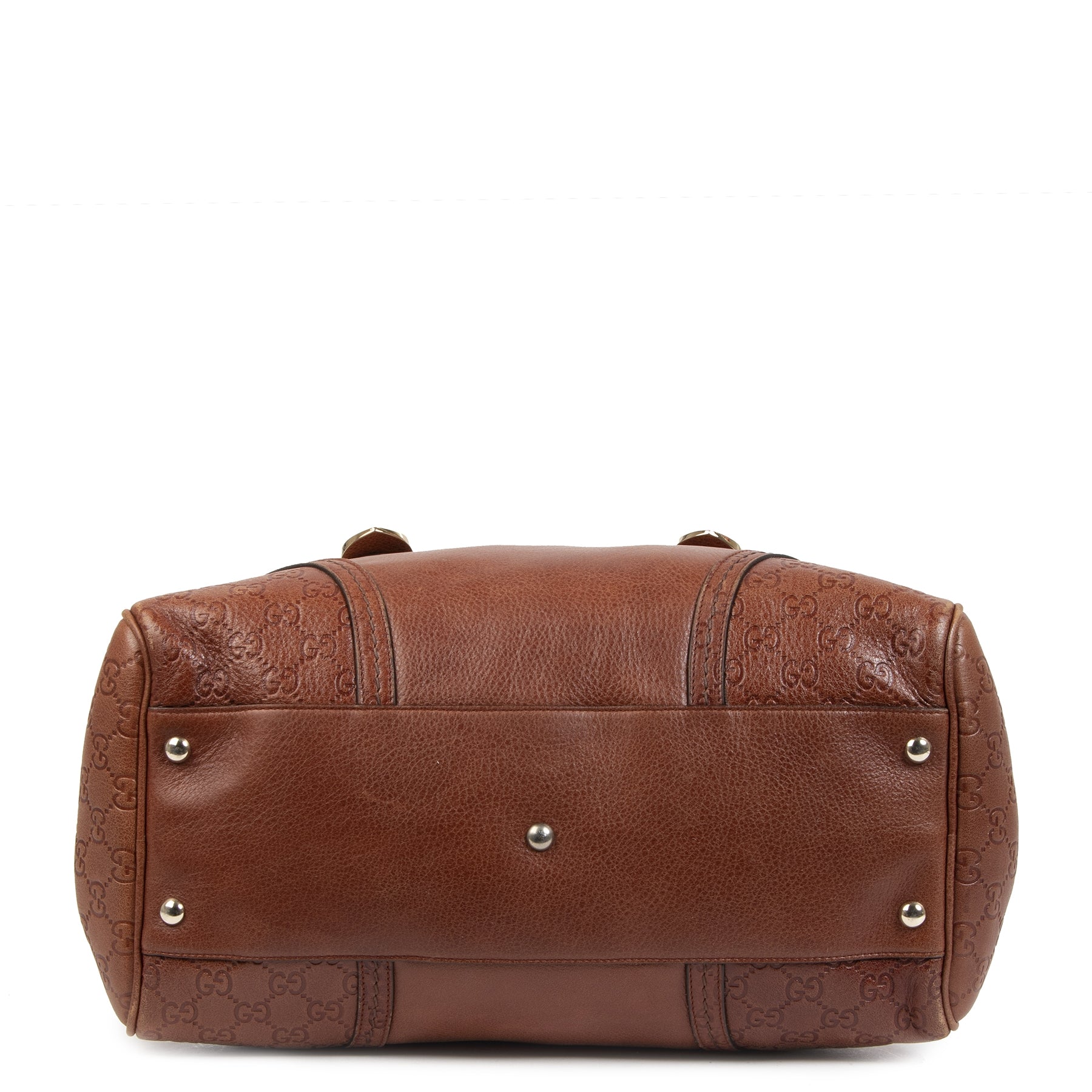 Authentic secondhand Gucci Brown Leather Bowling Bag designer bags fashion luxury vintage webshop safe secure online shopping