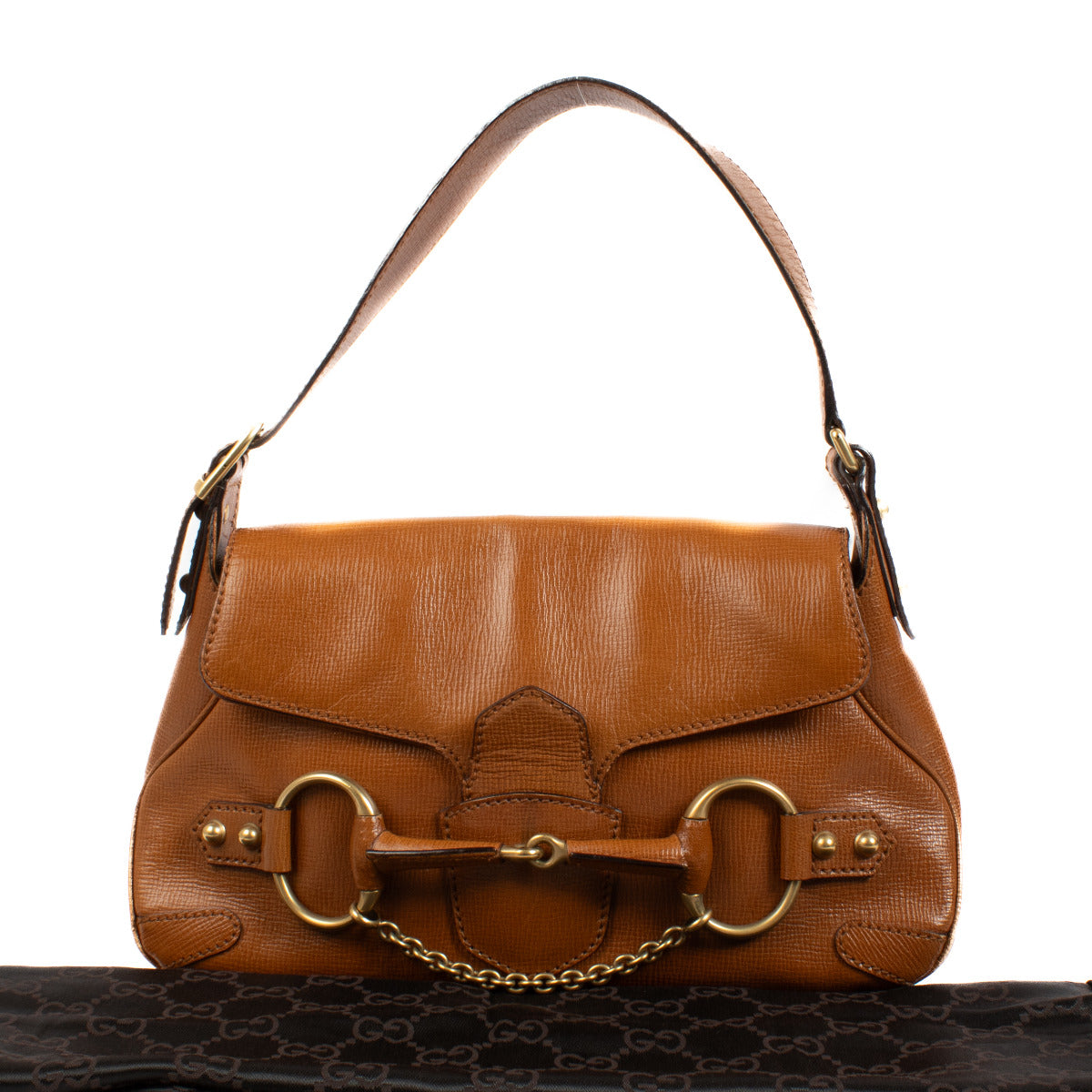 authentic preloved Gucci Camel Horsebit Shoulder Bag on Labellov.com