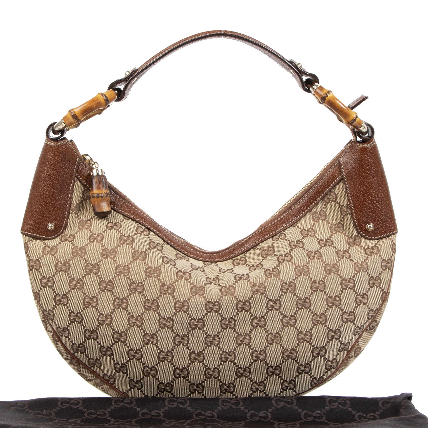 Gucci GG Canvas Bamboo Ring Hobo Bag