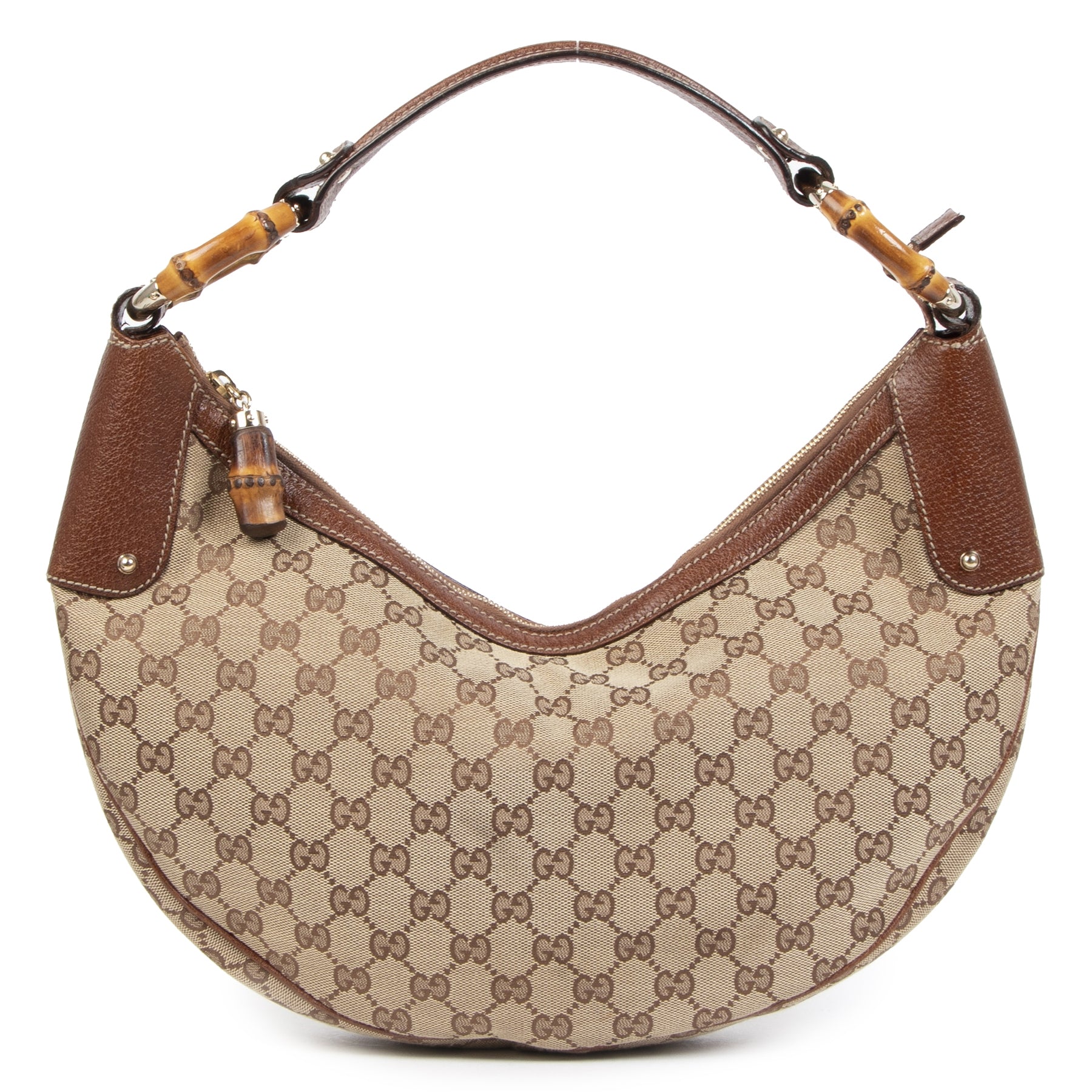 Gucci GG Canvas Bamboo Ring Hobo Bag