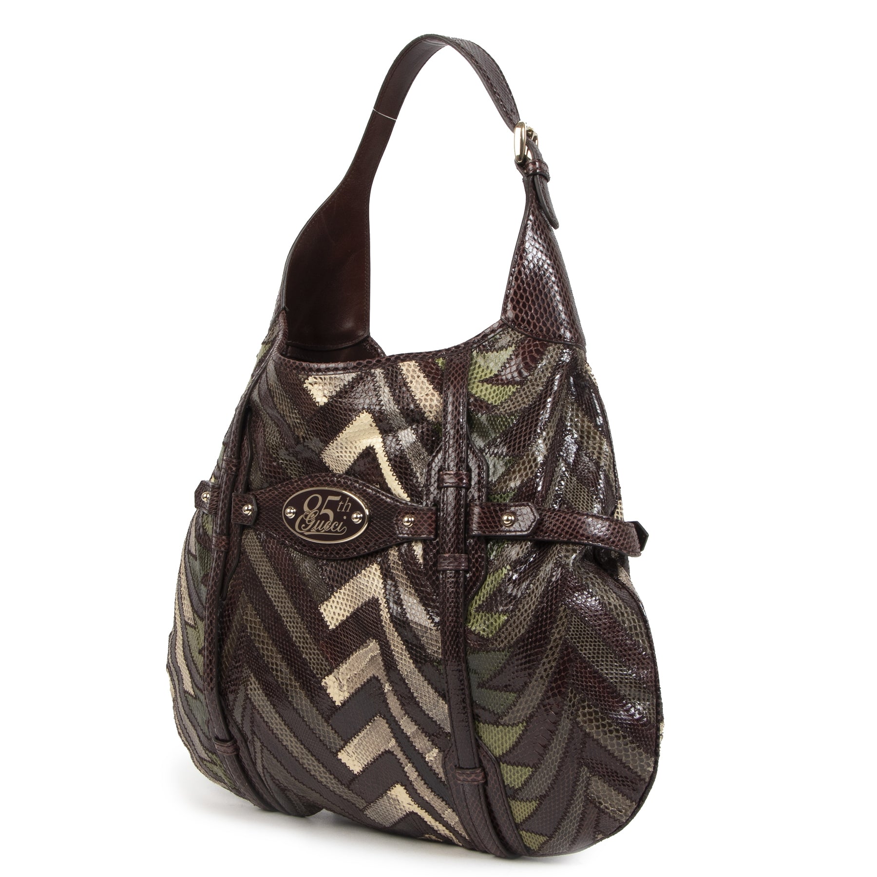 Authentieke Tweedehands Gucci 85th Anniversary Limited Edition Python Horsebit Hobo juiste prijs veilig online shoppen luxe merken webshop winkelen Antwerpen België mode fashion